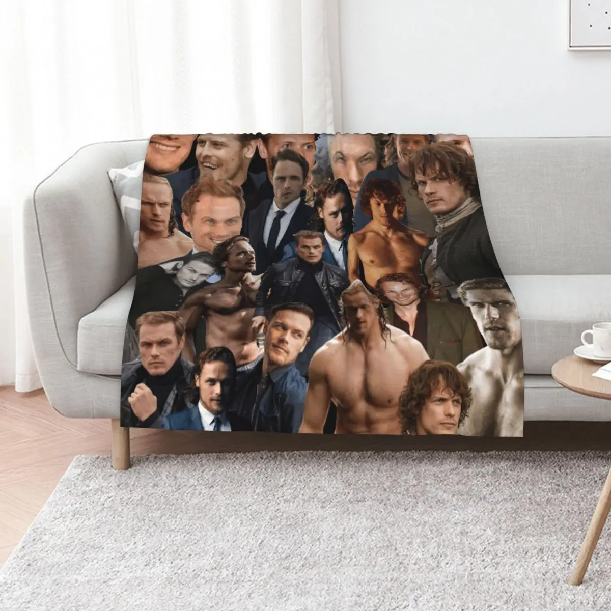 sam heughan collage Throw Blanket Hairy Sofas Vintage Thermals For Travel Soft funny gift Blankets