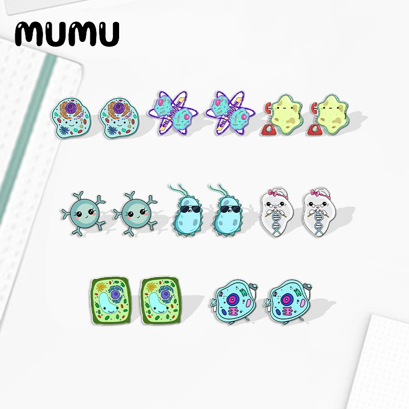 2023 New Cell Division Acrylic Stud Earring Funny Biology Science Earrings Resin Epoxy Jewelry Gifts Friend