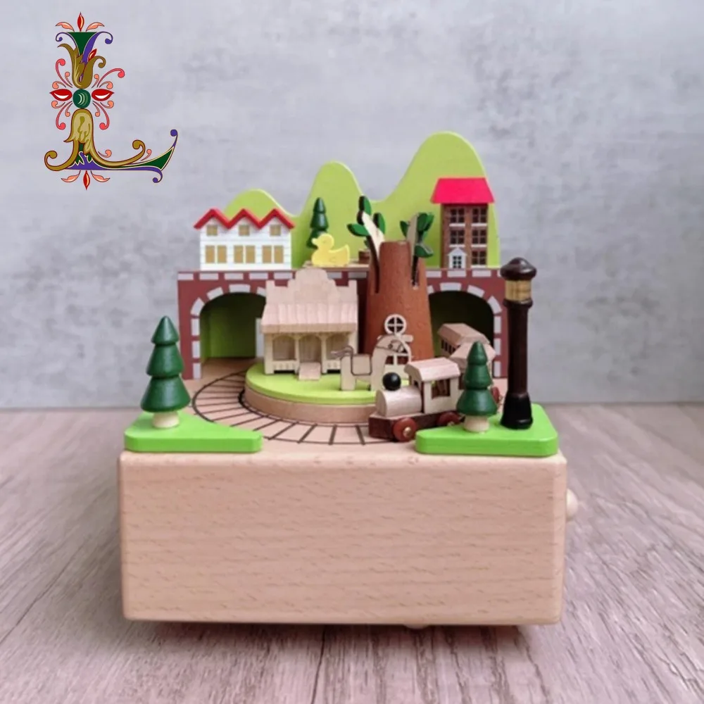 

Countryside Little Train Music Box Give Your Girlfriend A Birthday Gift Solid Wood Home Decor Ornaments Creativity Handicraft