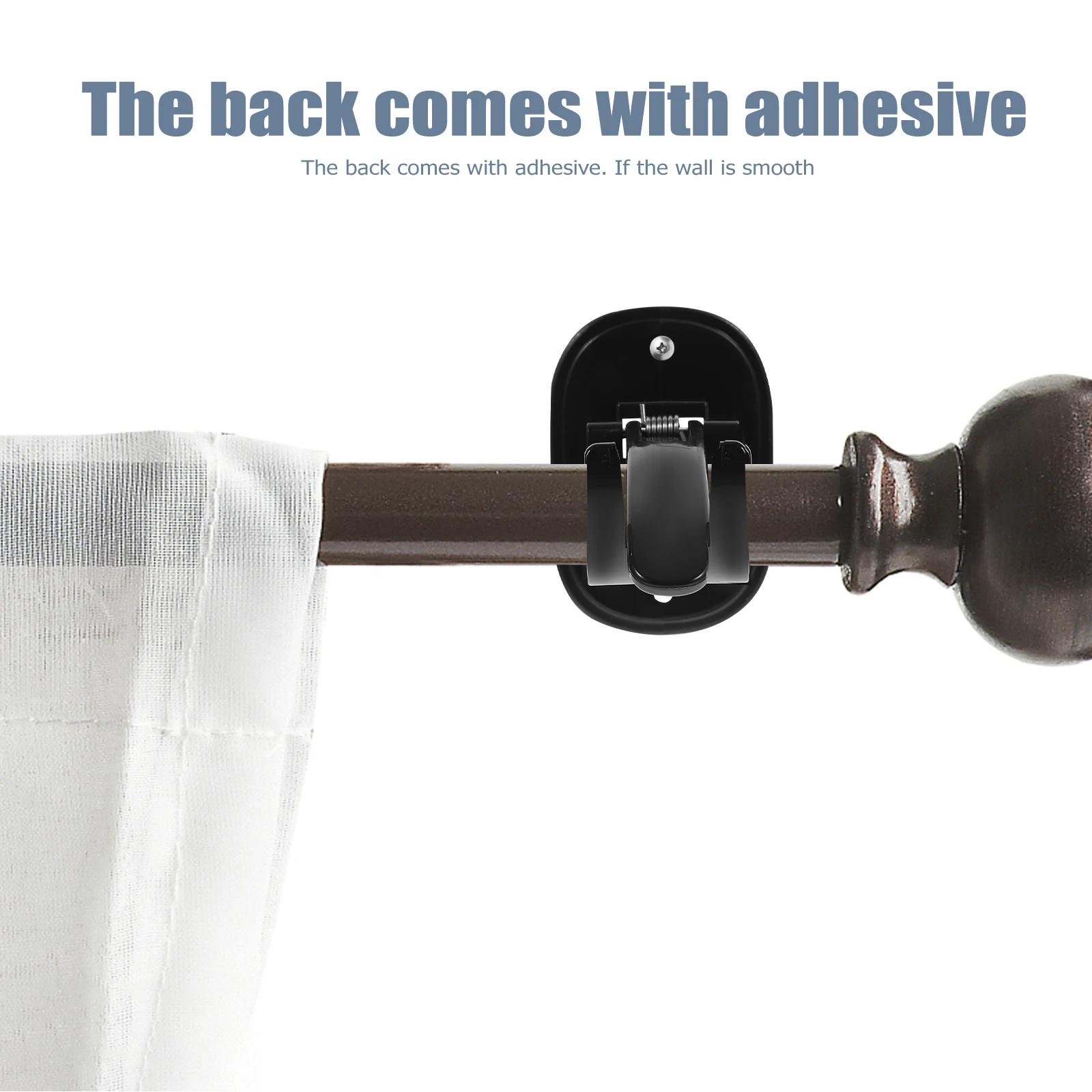 

2pcs Rod Hooks Large Black No Drill Curtain Rod Brackets Modern No Drill Plastic Brackets Bathroom Bedroom Tile Shower Holders