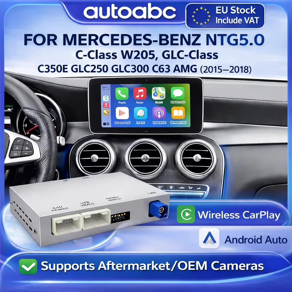 CarPlay et Android Auto sans fil pour Mercedes-Benz NTG5.0 C W205 GLC-Class C350E GLC250 GLC300 C63 AMG, avec prise en charge de la navigation