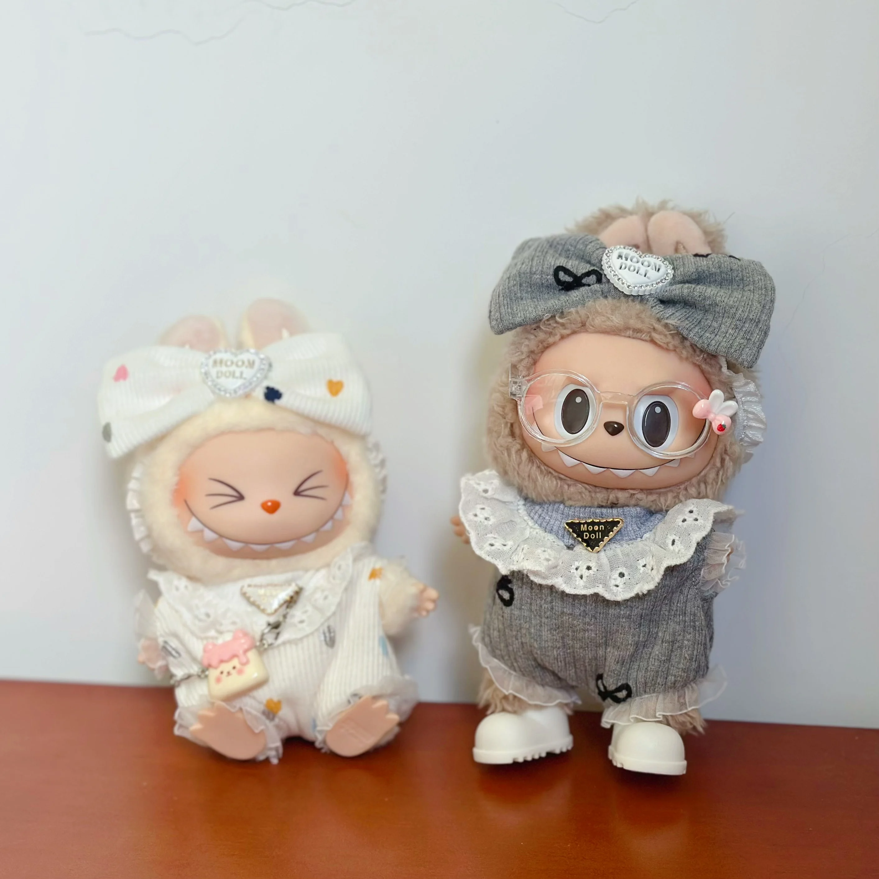 

Labubu 17 cm Goth Wedding 3-Pc Black Macaron Outfit Only V1-V2-V3 Doll Clothes Replacement Dress Kawaii Photo Prop Sitting Party