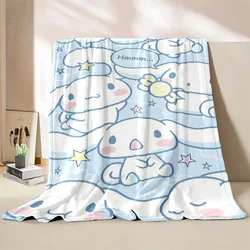 Japanese Sanrio Hello Kitty Blanket Cinnamoroll Cartoon Print Flannel Office Soft Fluffy Shawl Blanket Plush Nap Cover Girl Gift