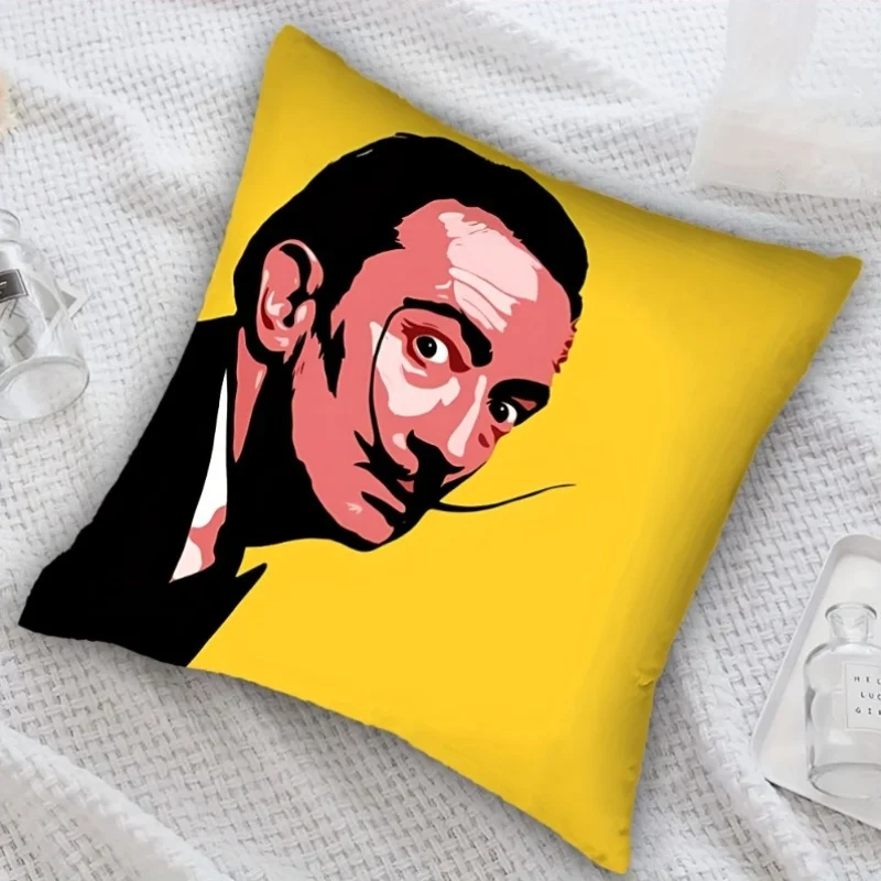 1pc Surrealist Artist Salvador Dali Polyester Cushion Cover 2D Double-Sided Print, Decorative Pillow Case for Home Decor, Ideal
