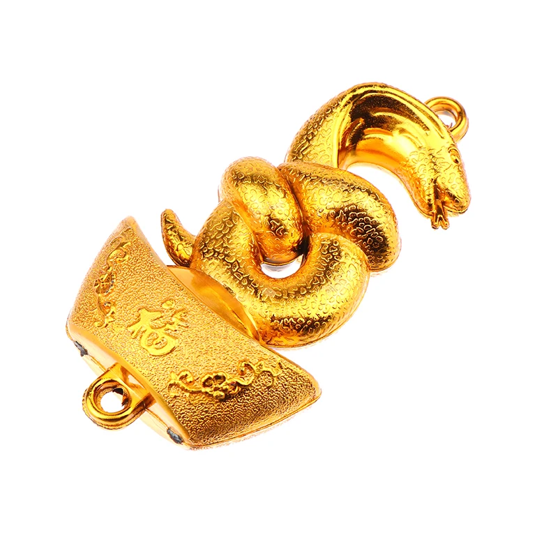 1Pc 2025 Year Of The Snake Gold-plated Ingot Snake Pendant Chinese Festival Hanging Ornaments New Years Decorations Traditional