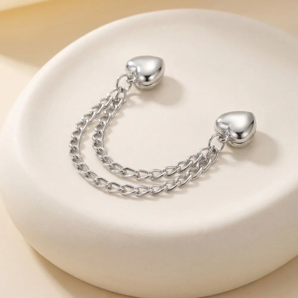 10PCS Detachable Magnetic Clothing Clip Multi-Function Heart-shaped Chain Magnetic Buckle Metal Nail Free Magnet Pin Cuff Fixing