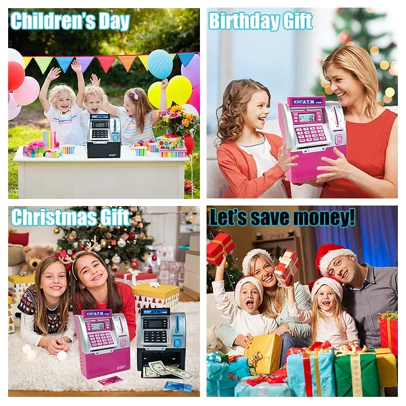 ATM Sparschwein Kinder Bargeld Münzen Spardose Passwort Geldmaschine Elektronische automatische Anzahlung Banknote ATM Bank Kinder Weihnachtsgeschenk