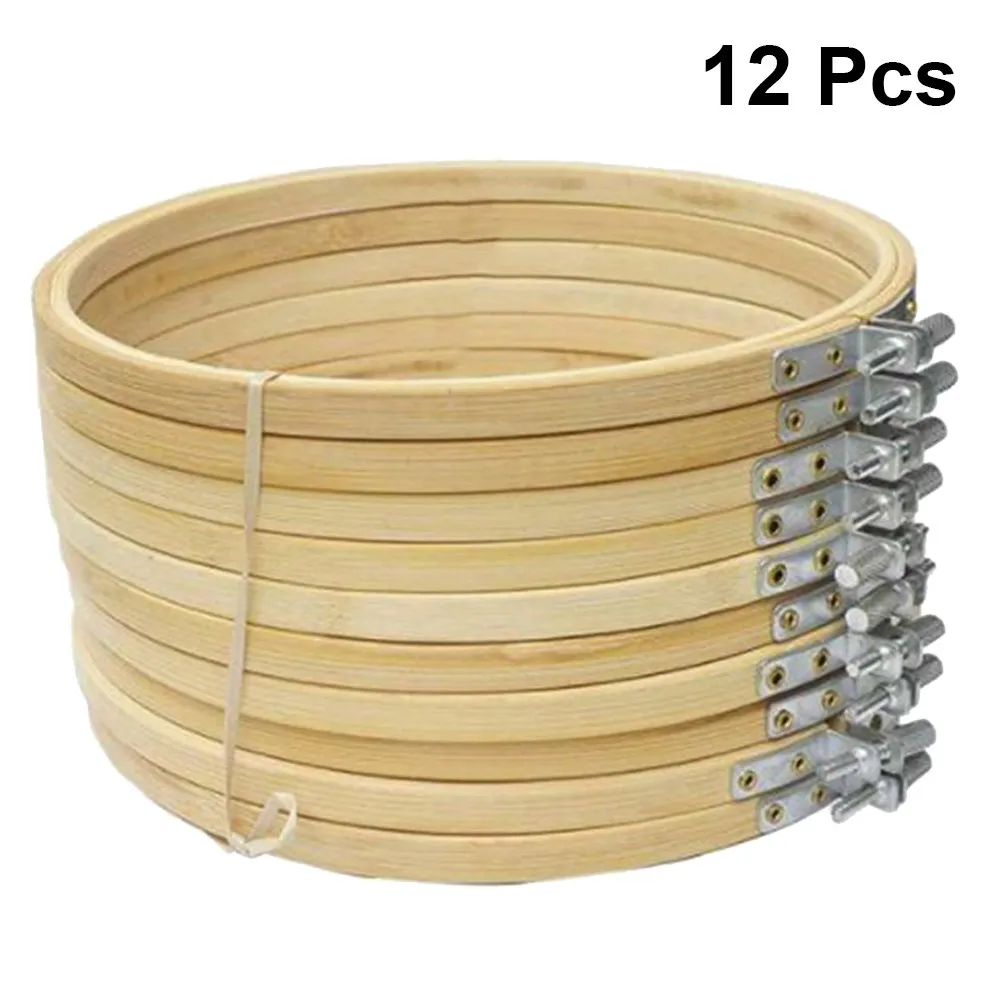 

12Pcs 23Cm DIY Embroidery Hoop Bamboo Cross Stitch Circle Smooth Tight Fabric Hold Perfect Gift for Beginners Needlework Lovers