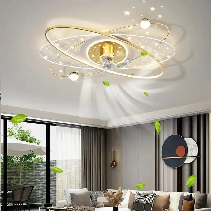 New Modern Living Room Ceiling Fan Light Led Smart Silent Fan Pendant Lamp For Bedroom Kitchen Home Decoration Luster Fixtures