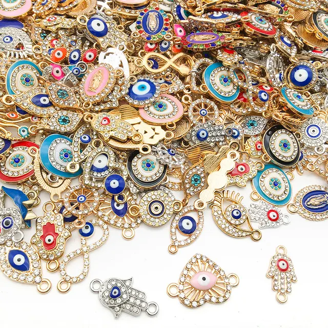 Losowo wymieszaj 10/20 sztuk Lucky Evil Eye Charms na bransoletkę naszyjnik kolczyk akcesoria DIY Eye Charm sztuczna biżuteria wisiorki