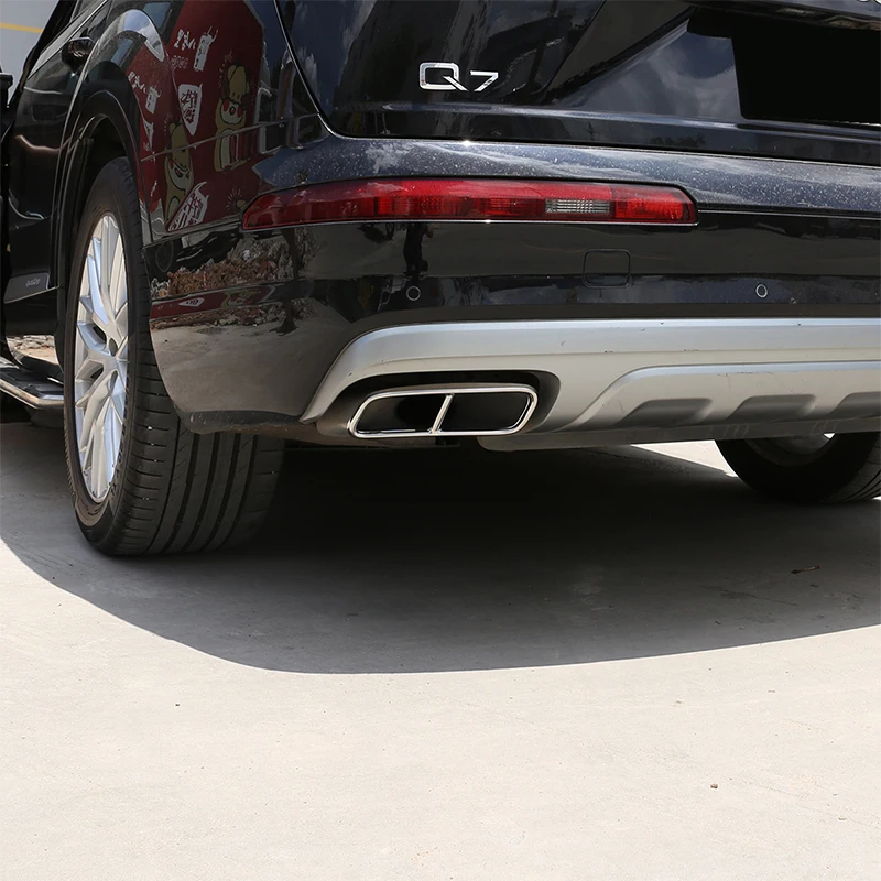 For 2016-2019 Audi Q7 4M stainless steel black car rear exhaust tail pipe cover muffler decoration car exterior accessories