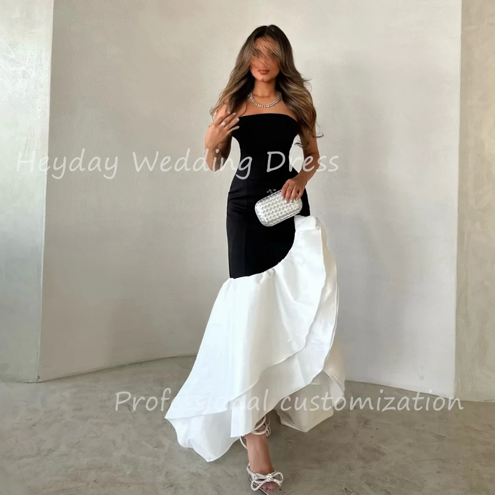 Heyday robes de soirée ชุดที่กําหนดเอง Strapless ตรงฉัตร Ruched เปลือยแขนกุดชุดราตรีโอกาสพิเศษ