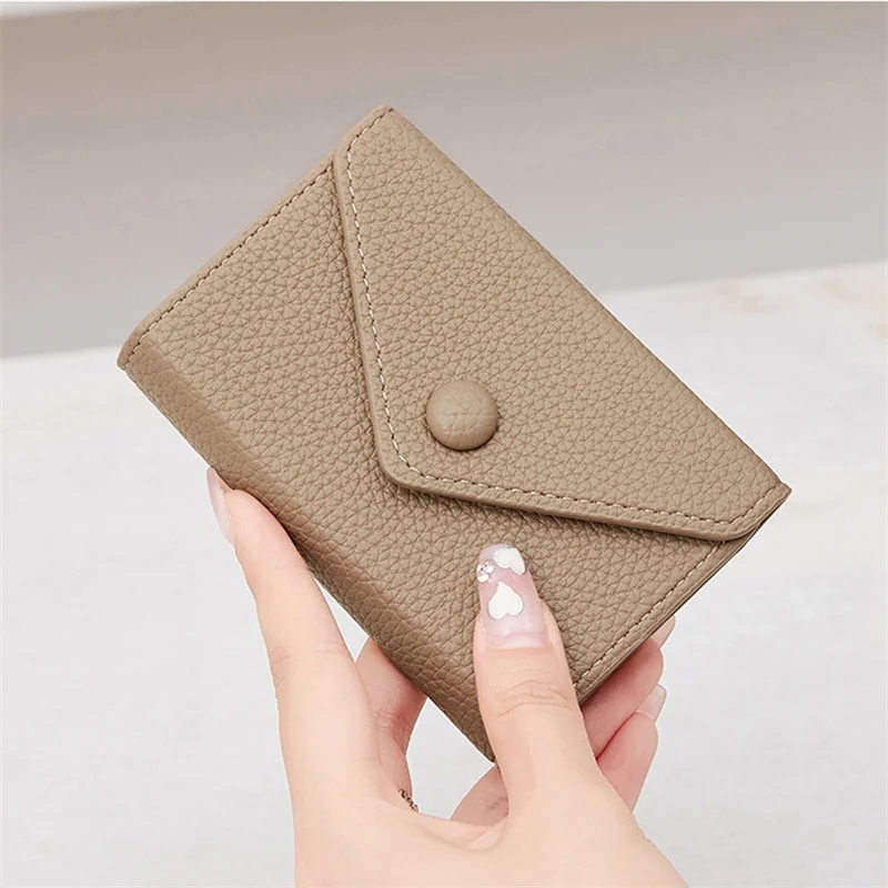 Dompet koin pendek sederhana mode warna Solid tas penyimpan kartu kredit portabel dompet pendek tempat kartu banyak kartu tas kartu Organ