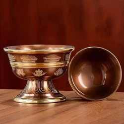 Bronze Tibetan Bowl,Copper, Multiple Sizes Holy Water Cup, Relievo Buddhist High Bowl, Tribute Desktop Home Decorative , 12.5 cm