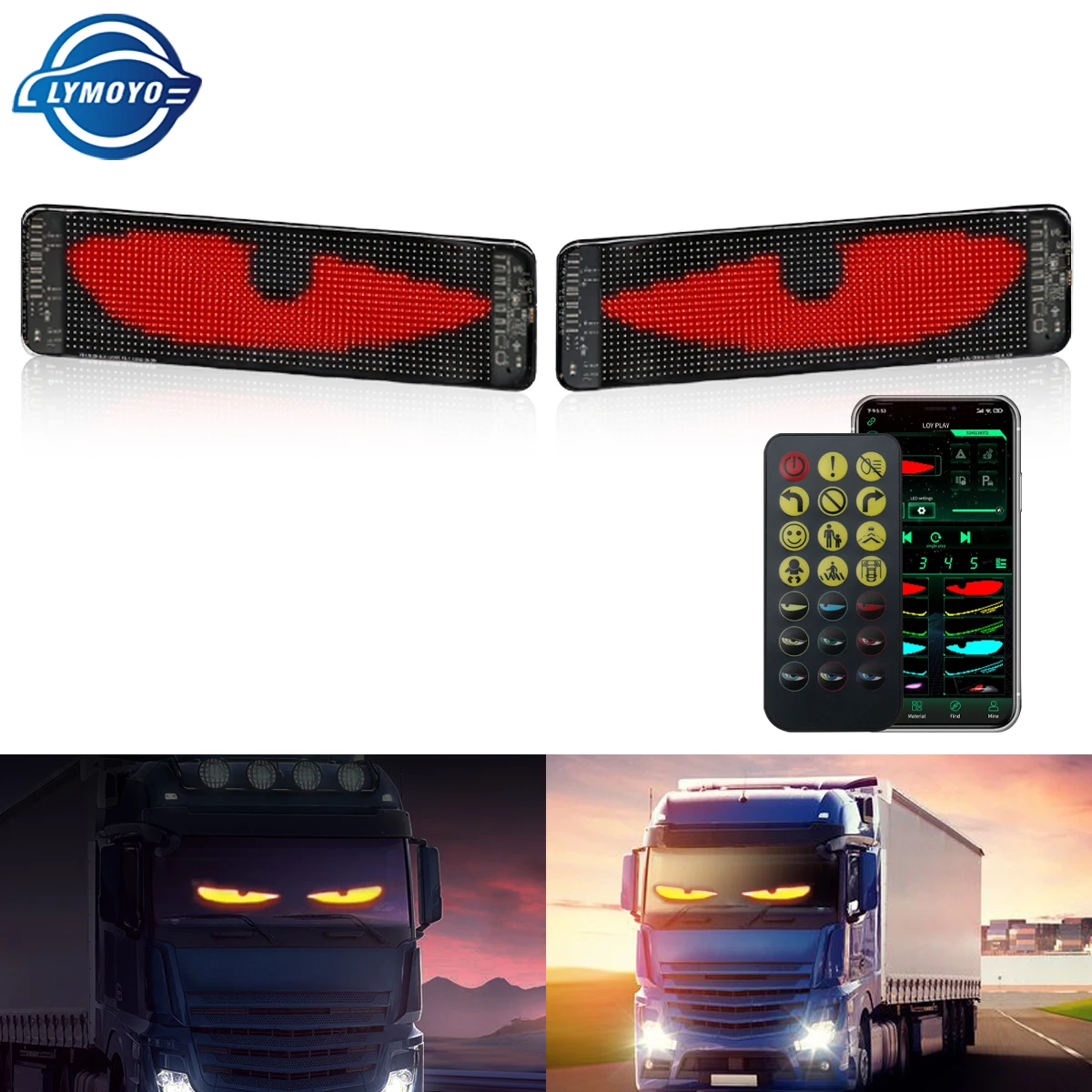 

Гибкая грузовая кабина, лобовое стекло, светодиодный декоративный пиксельный экран, мигающий глаз дьявола, сделай сам, анимация, управление через приложение, автостайлинг, детали