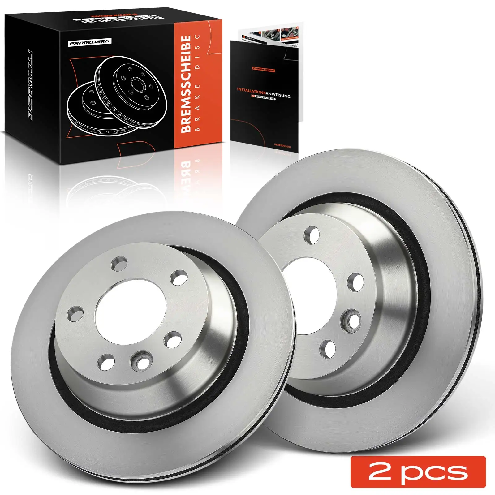 Frankberg 2x Remschijf Achteras Links Rechts voor VW Touareg Transporter V Bus Box MPV 2003-2015 7L6615601E 7L6615601G