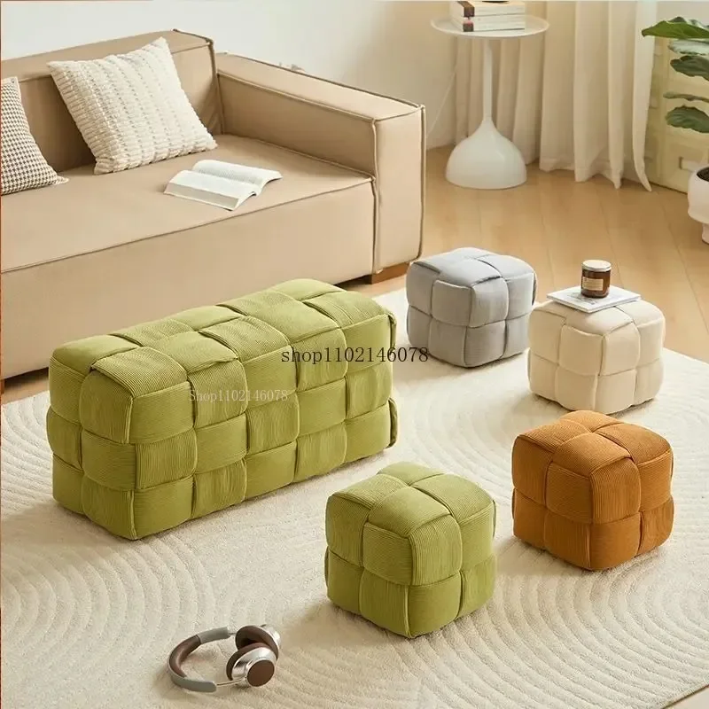 Solid Wood Square Stool Home Low Ottomans Creative Living Room Coffee Table Sofa Simple Foot Pedal Door Shoe Changing Stools