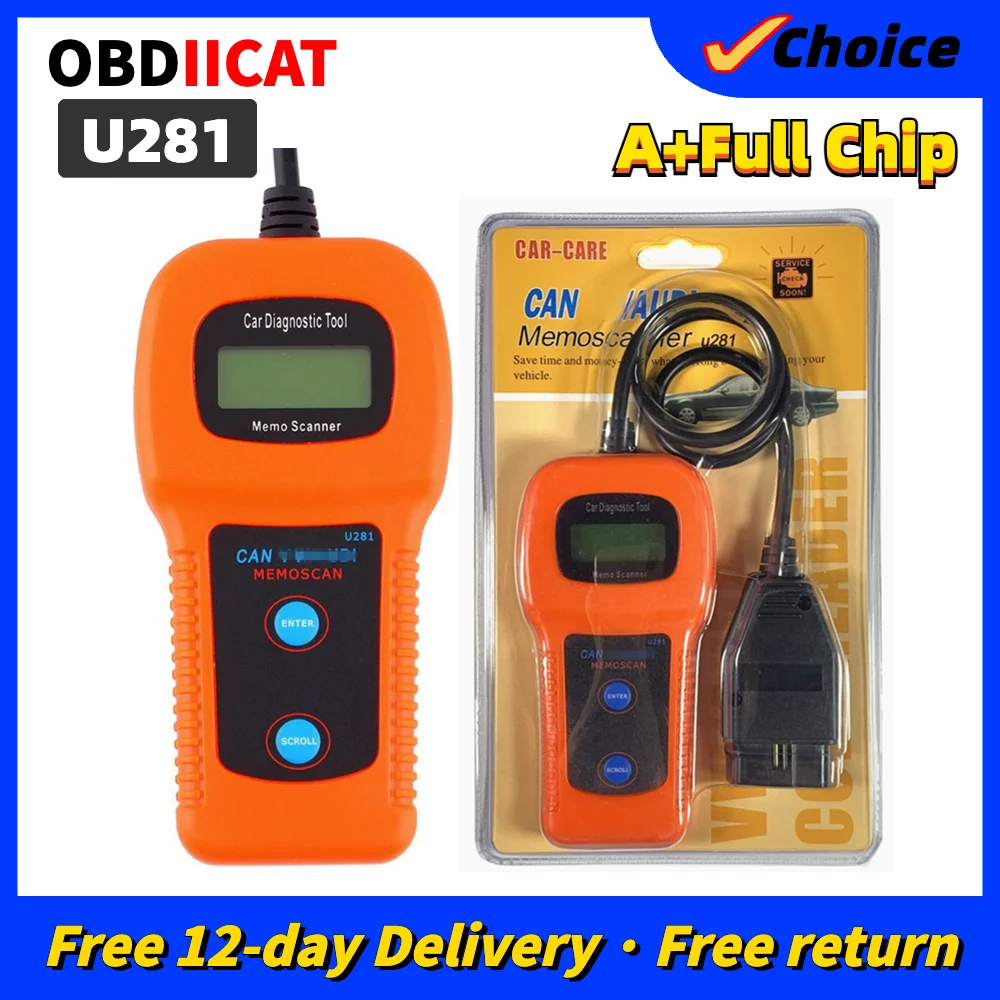 Best Price OBD2 OBDII Memo Scanner U281 Code Reader Reading and Erasing Trouble Code diagnostic tool