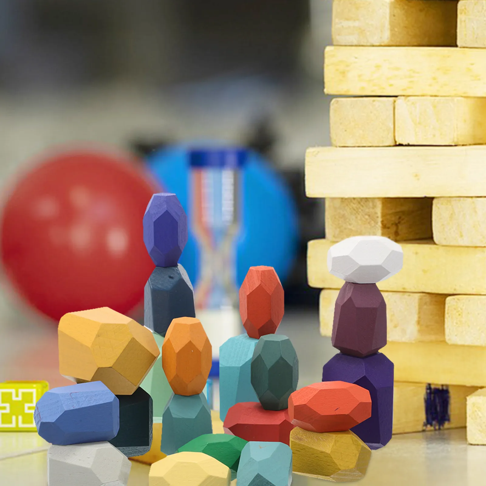 

1Set Wooden Stacking Block Irregular Shape Montessori Balance Children Cognitive Plaything Early Education Stacking Kit