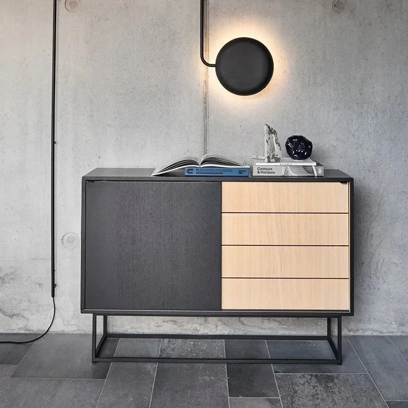 

Italian minimalist entrance cabinet modern black storage side cabinet
