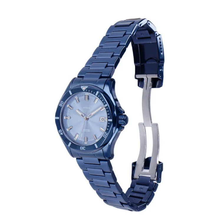 Auto Date Blue Luminous Men Watch Waterproof Stainless Steel Custom Mechanical Watch Imported Automatic Movement Fashion Watch