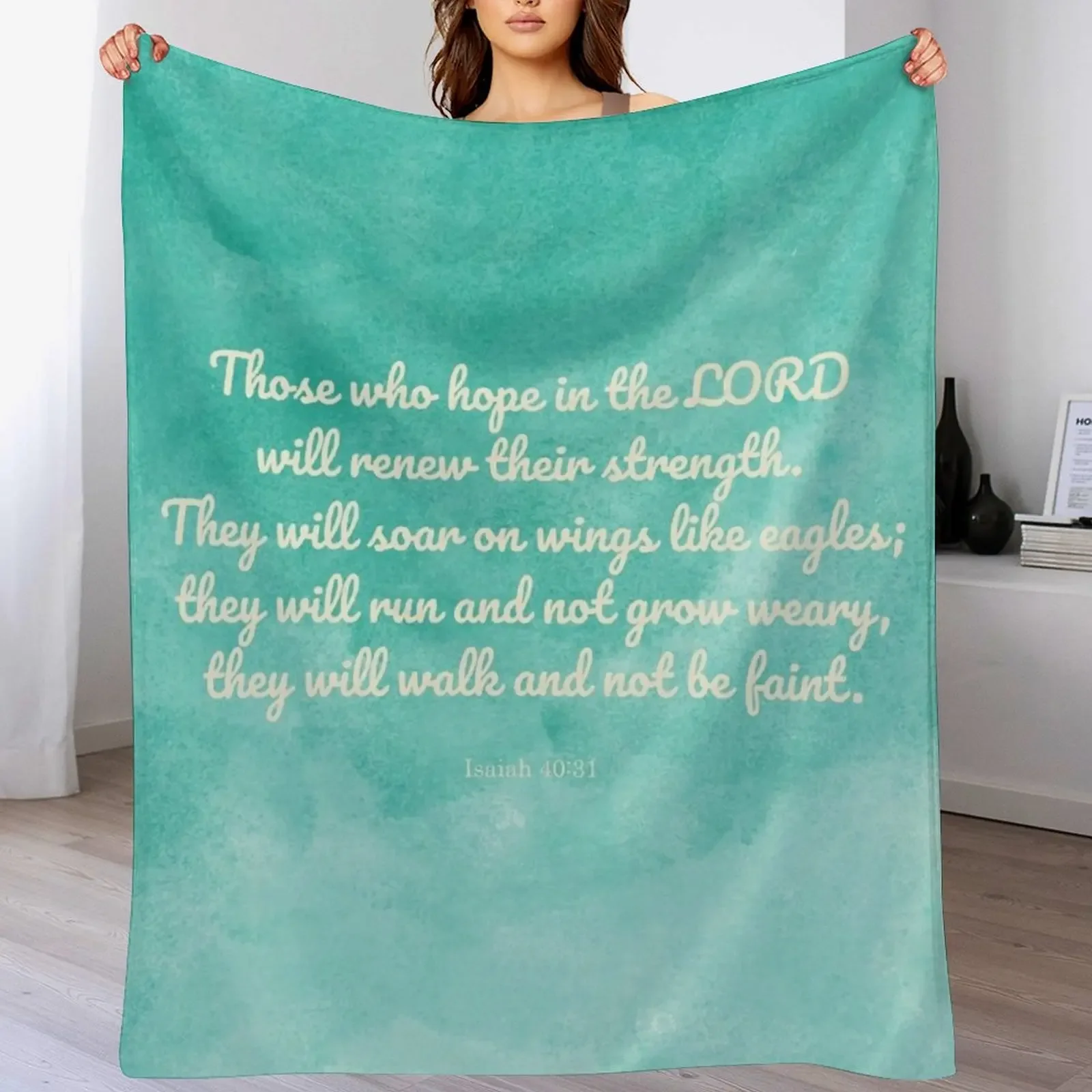 

Hope in the Lord Scripture, Isaiah 40:31 Throw Blanket Plaid Custom Sofa Blankets