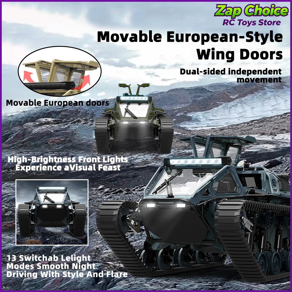 Carro RC Tanque Tracked JJRC C8812 1/16 2.4G 4CH Totalmente Proporcional 360 °   Veículo Off-Road de Brinquedo 8KM/H com Luzes RTR, Presente para Crianças e Adultos