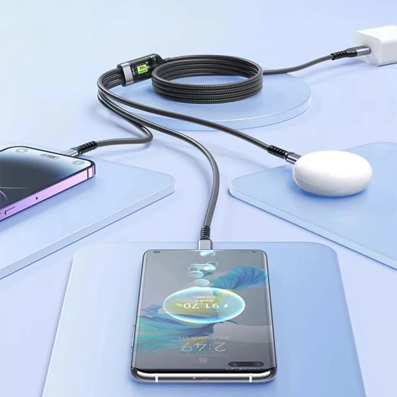 100W LED 3 In 1 Digital Display USB cable Type C Usb Micro For Iphone Samsung Huawei Xiaomi Multi Port Multiple Charging Wire