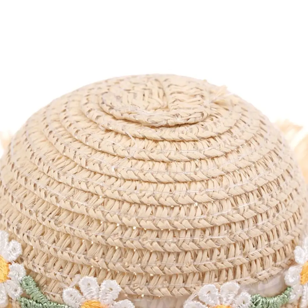 Creative Daisy Doll Straw Hat Miniature Size Sun Protection Doll Sun Cap DIY Handmade Design Dollhouse Hat Doll Accessories