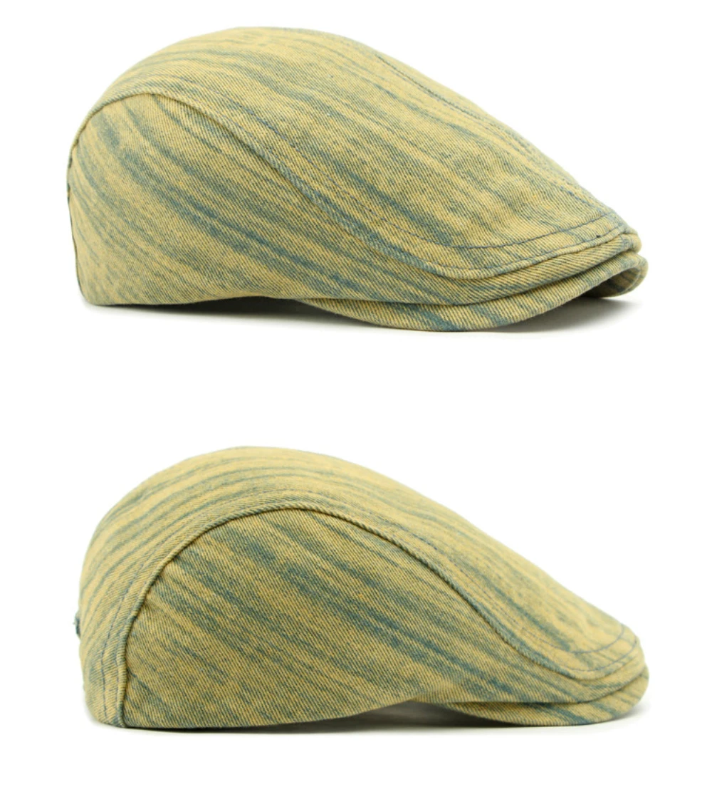 HT4724 Plus Größe Berets für Männer Frauen Neue Gewaschen Denim Baskenmütze Hut Einstellbare Ivy Flache Kappe Männlich Weiblich Frühling Herbst Baskenmütze Kappe – Detail 7
