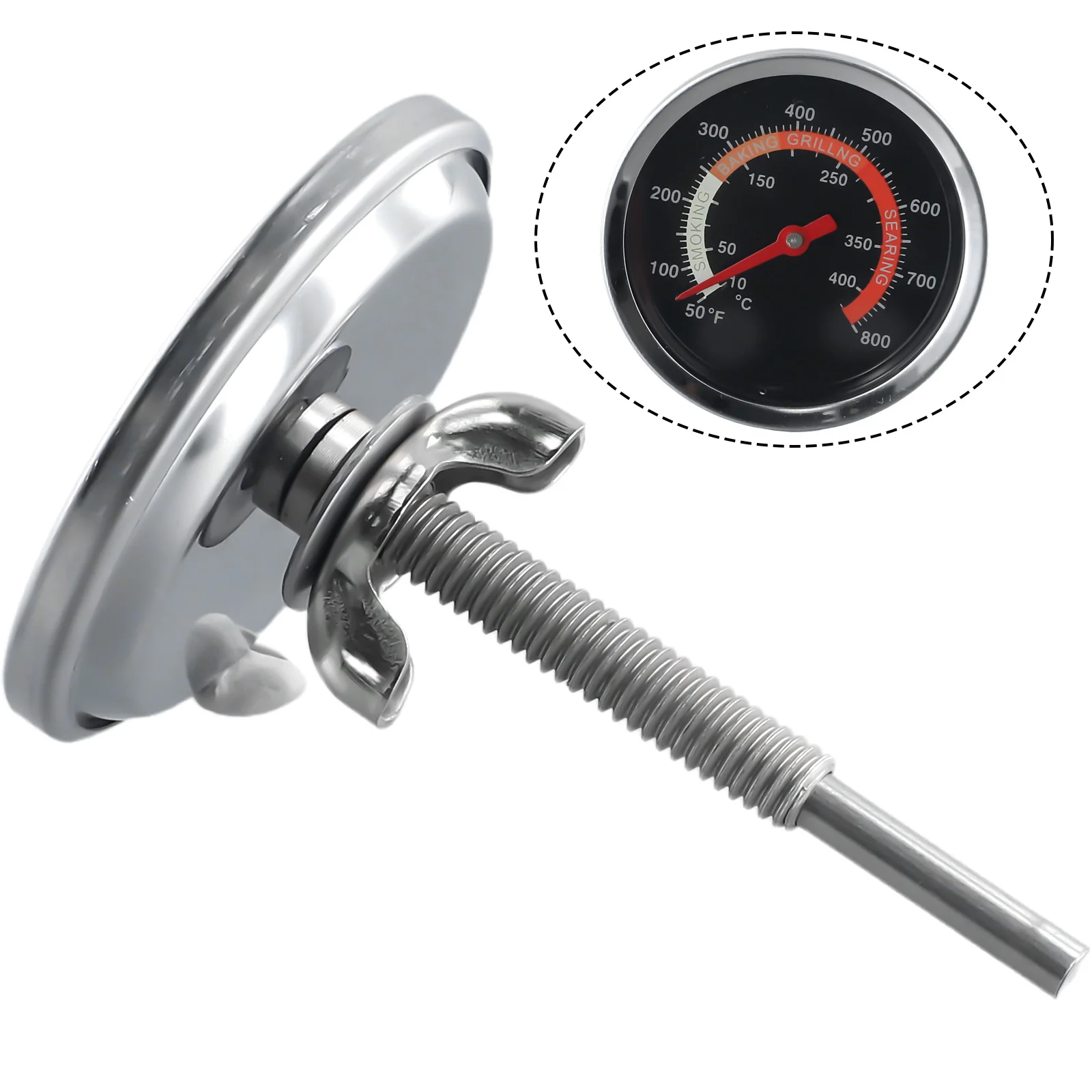 

Temp Gauge Thermometer Accessories BBQ BBQ Tools Barbecue M10 Screw Oven Portable Stainless Steel 10~400℃ Replacement