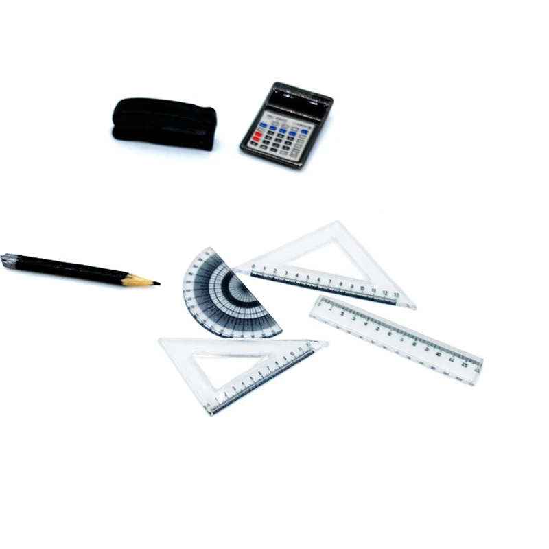 Juego de Mini reglas en miniatura 1:12, muñeca de simulación, regla de aprendizaje, muñecas, juego de simulación, juguetes para casa de muñecas, accesorios de aprendizaje, 4 Uds.