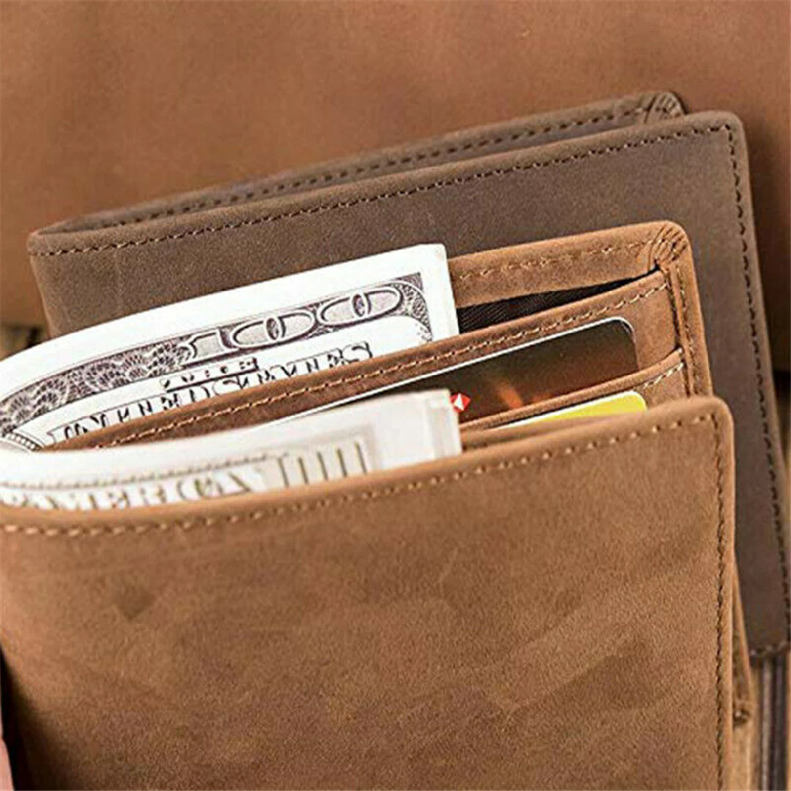 Multi-Slot Mini Leather Wallet Smooth Surface Flexible Credit Card Holder for Traveling Dating Working