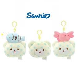 Genuine Sanrio Marumofubiyori Bear Cinnamoroll Plush Toys Keychain Kawaii Small Pendant Keyring Kids Stuffed Toys Birthday Gifts