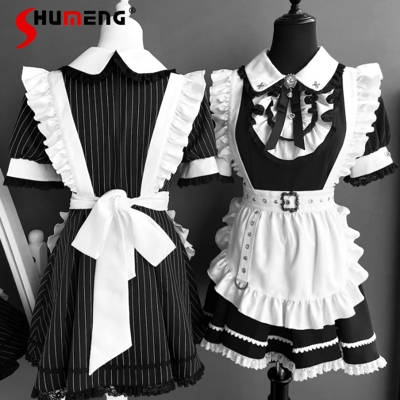 

Maid Costume Japanese Lolita Style Lace Outfit Mass-Produced Subculture Original Soft Girl Top Dresses Short Pants 2-Piece Set