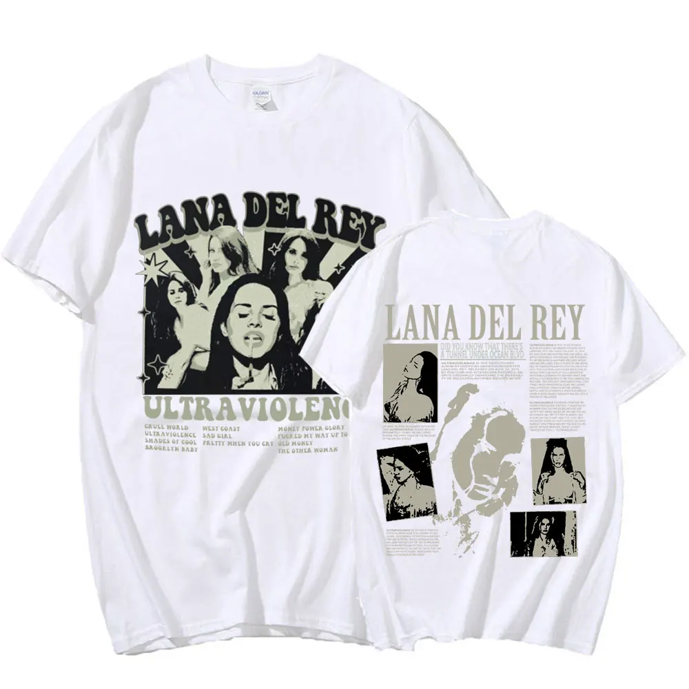 Singer Lana Del Rey T Shirts Ultraviolence Music Album T-shirt Men Women Aesthetic Fashion Short Sleeve T-shirts Tops Streetwear