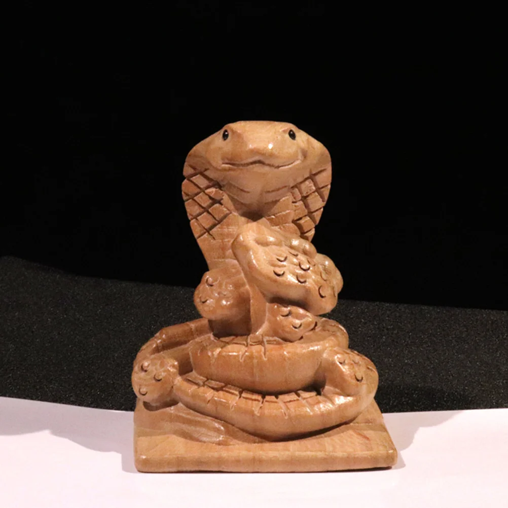 

Mini Wooden Snake Decoration Small Smooth Desktop Realistic Carved Snake Statue Party Prank Prop Garden Bonsai Ornament