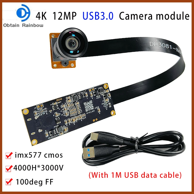 IMX577 USB3.0 HD 4000 X 3000 4K 12MP Camera Module FF 100° With Motherboard For Machine Vision Product Vision