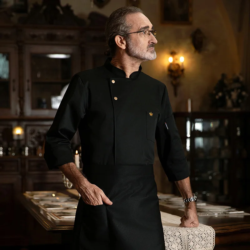 Chef Work Clothes Long Sleeve Autumn Winter Restaurant Kitchen Western Cuisine Kitchen Catering Canteen Baking Cake Bread Clothi