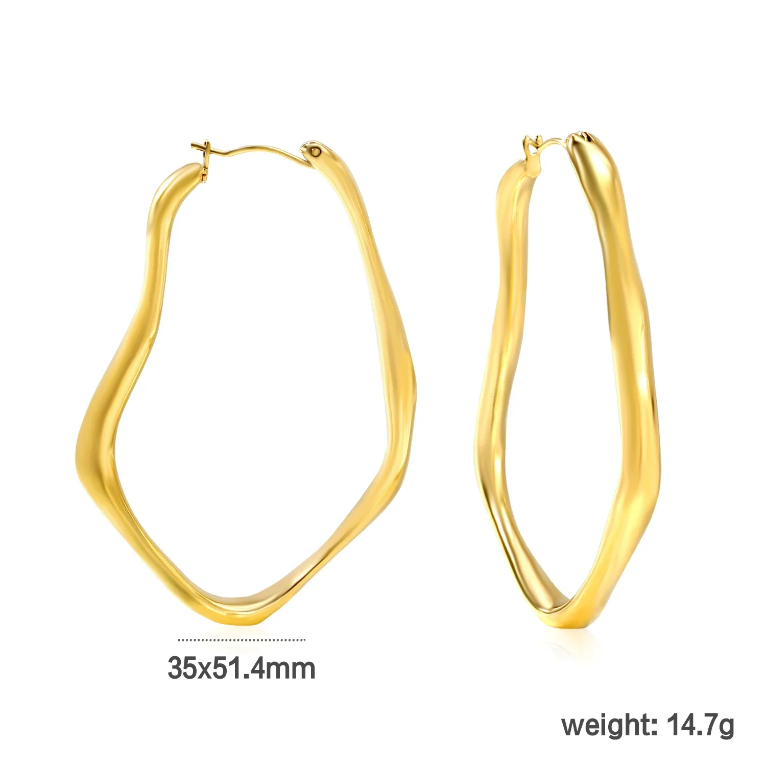 LUXUSTEEL 2PC/1pair Trendy Imitaiton Pear Hoop Earrings for Women Stainless Steel Golden Stud Drop Earring Fashion Jewelry Gift