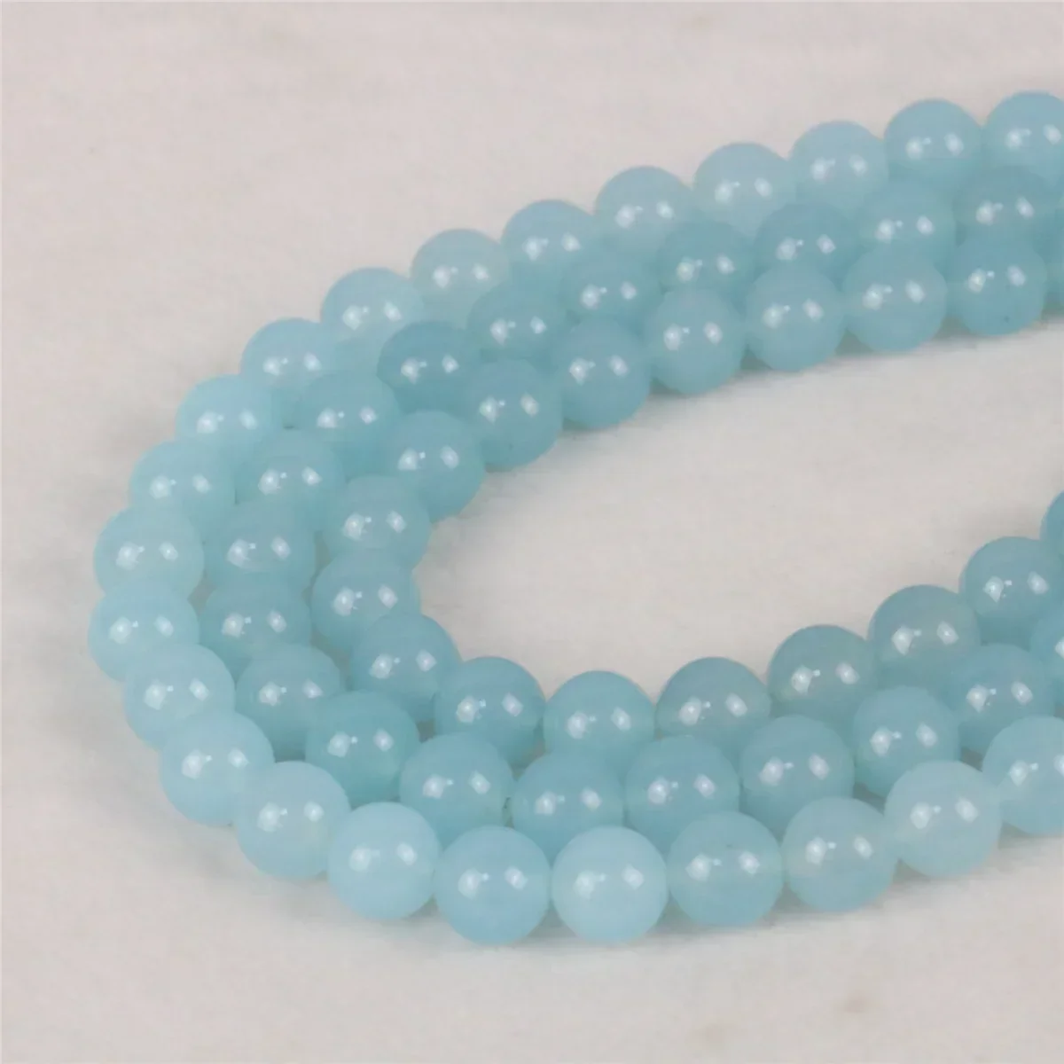 10mm Natural Round Light Blue Jade Chalcedony Stone Loose Women Girls DIY Jasper Accessories Jewelry Making Design Spacer Beads