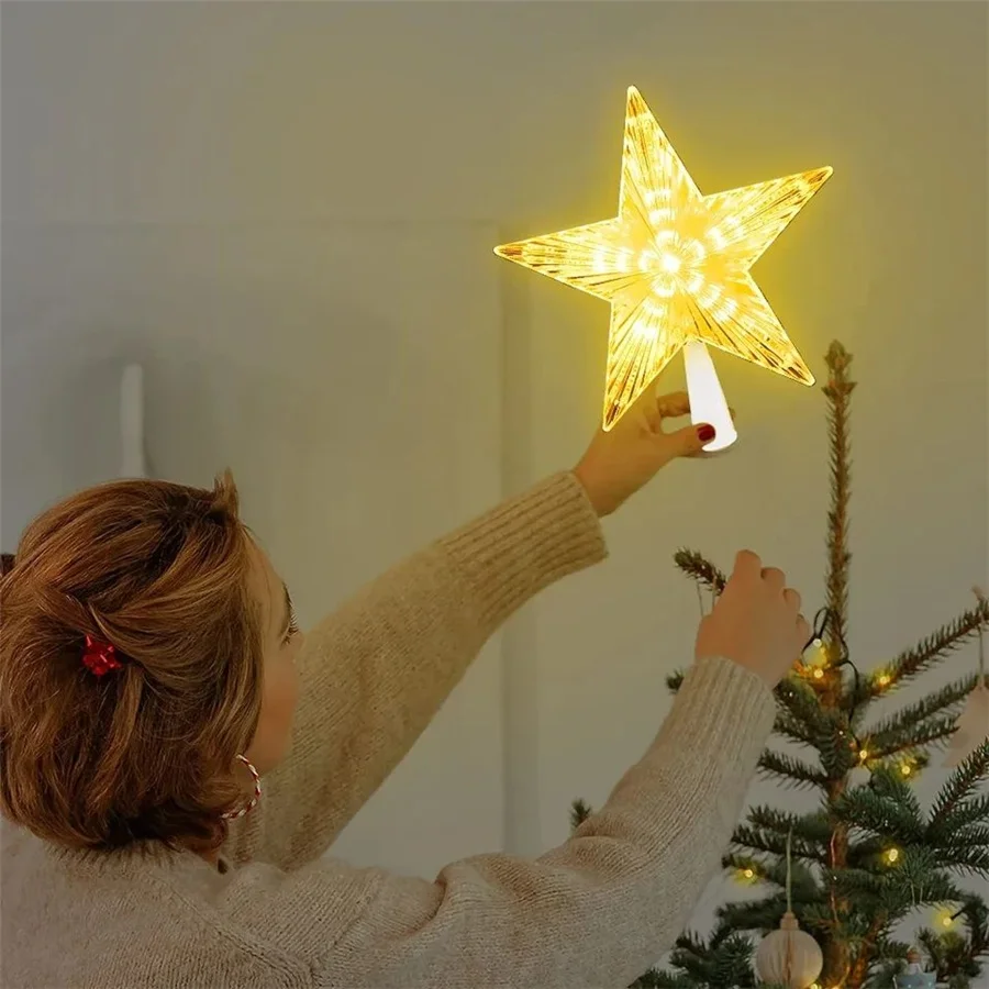 RGB LED Christmas Tree Top Star Fairy String Lights USB Powered Remote Christmas Garland Lights for Wedding Party Holiday Decor