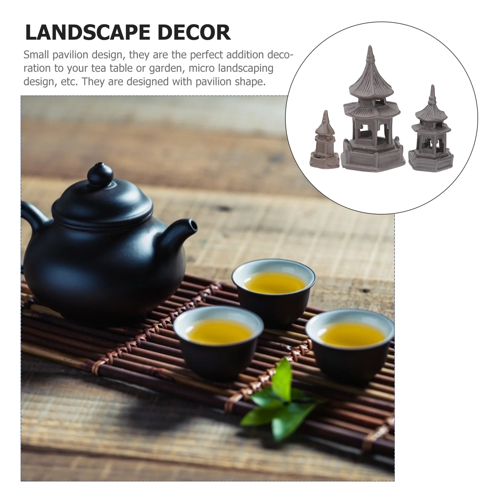 

3Pcs Pavilion Mini Ornament Micro Landscape Pavilion Craft for Garden Table Home Office Layout Vivid Decoration