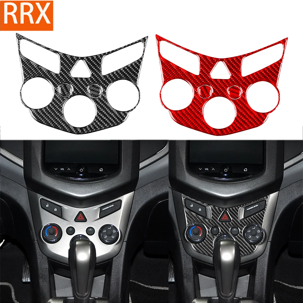 

For Chevrolet Sonic 2012 2013 2014 2015 2016 Dashboard AC Control Panel Trim Real Carbon Fiber Stickers Car Interior Accessories