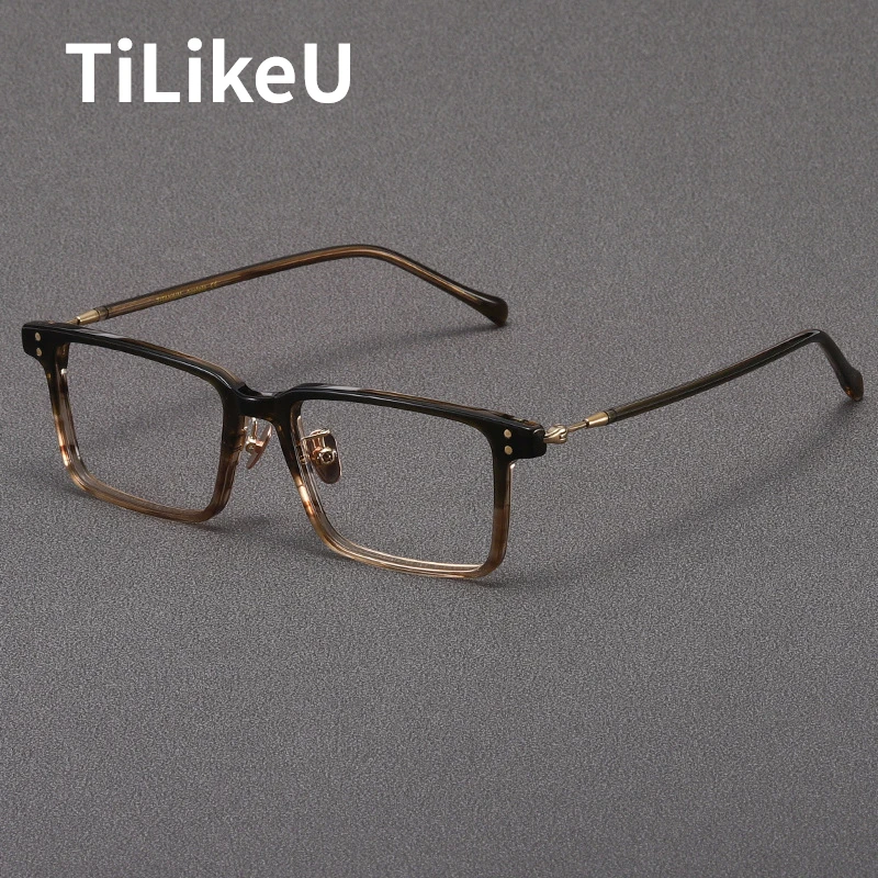 High-quality Acetate Frame GMS Retro Square Glasses Classic Business Titanium Narrow Frame Hyaline Glasses Men Women Eyeglasses