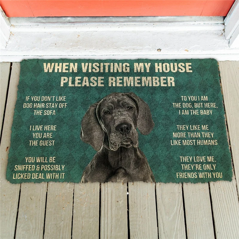 Please Remember Golden Retriever Dogs House Rules Doormat Decor Print Carpet Soft Flannel Non-Slip Doormat for Bedroom Porch