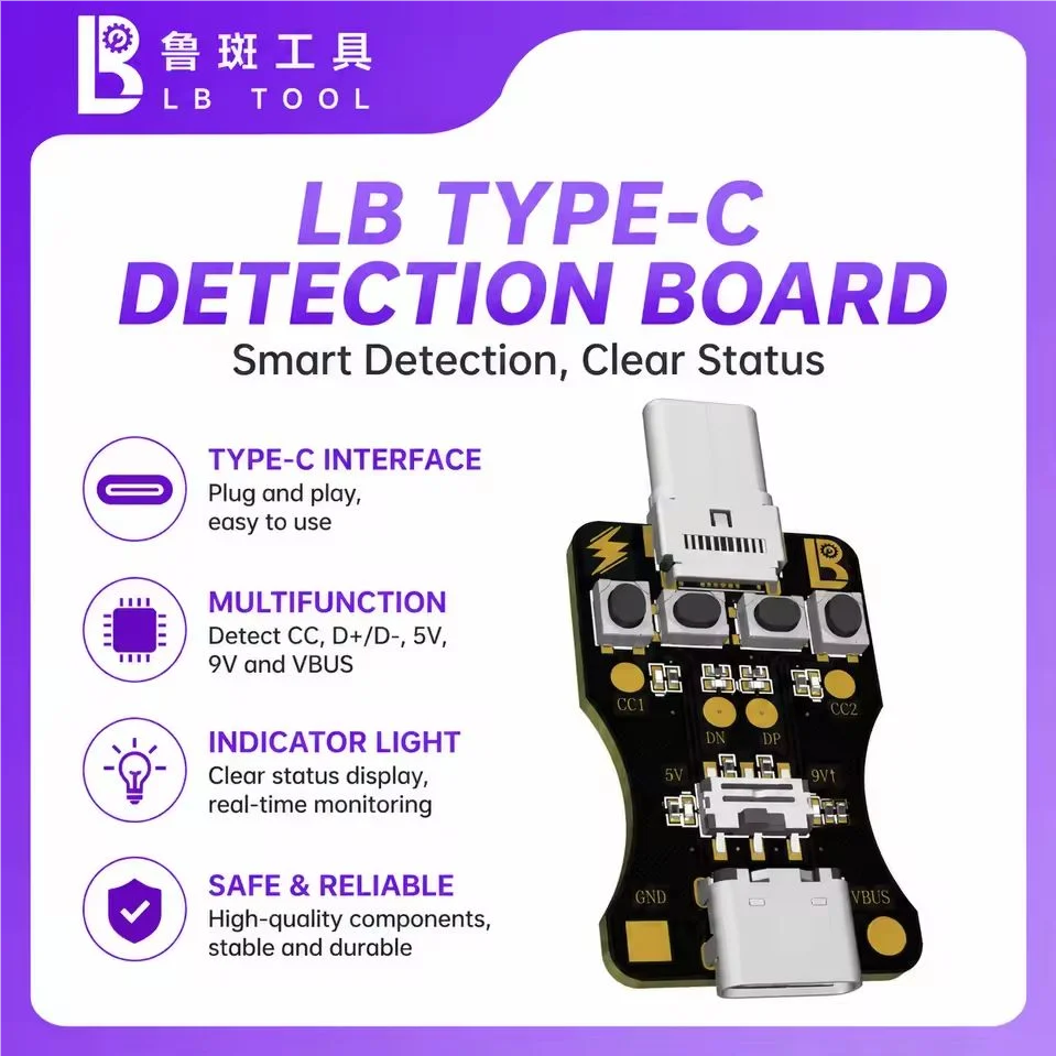 LB Tool TC-A6 Type-C Detection Board Tail Plug Tester Fault Checking USB C Charging Interface Repair Tool For Android Series