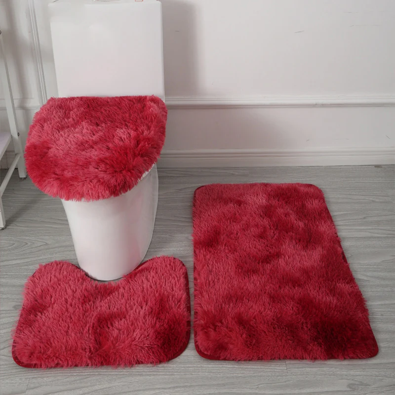 U-Shaped Contour Rug Toilet Lid Cover Shaggy Bathroom Rugs Sets Bath Mat Non-Slip Mats Water Absorbent Bath Rug Floor Mats