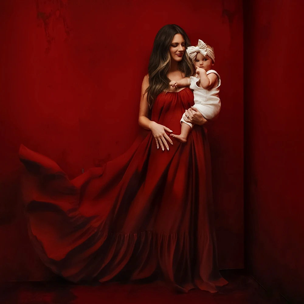 

Christmas Maternity Dress Photoshoot Baby Shower Dress For Pregnant Woman Loose Comfortable Pregnancy Reveal Plus-size Clothing