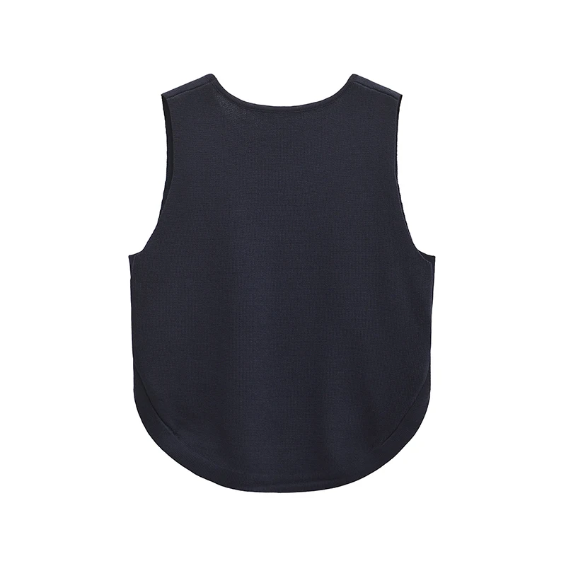 Women O Neck Sleeveless Side Button Casual Knit Tank Top Summer Crop Top